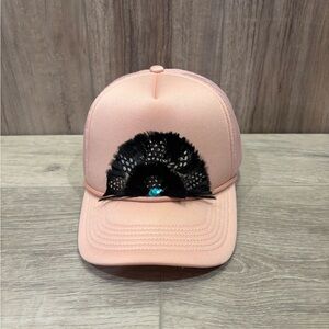 Little Bird Trucking Pink Trucker Hat with Feather Detail